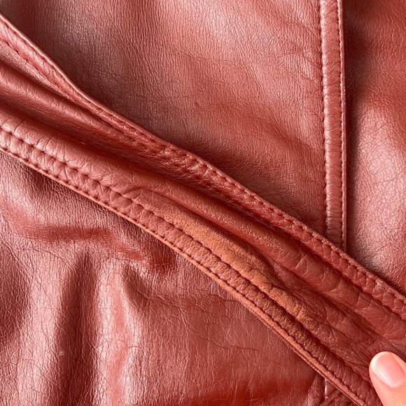 Vintage Red Leather Trench Coat - Picture 3 of 8